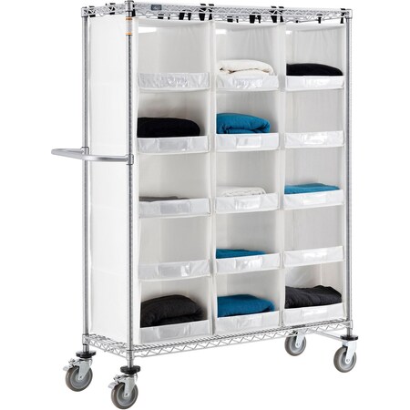 Nexel Stock Picking Truck, Single Sided, 15 Cells, 48inL x 18inW x 69inH, White 800451
